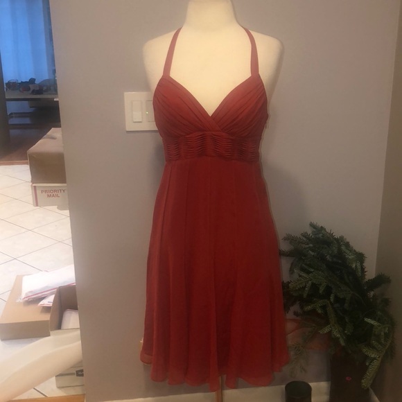 BCBGMaxAzria Dresses & Skirts - BCGBMAXAZARIA RUST COLORED CHIFFON HALTER DRESS